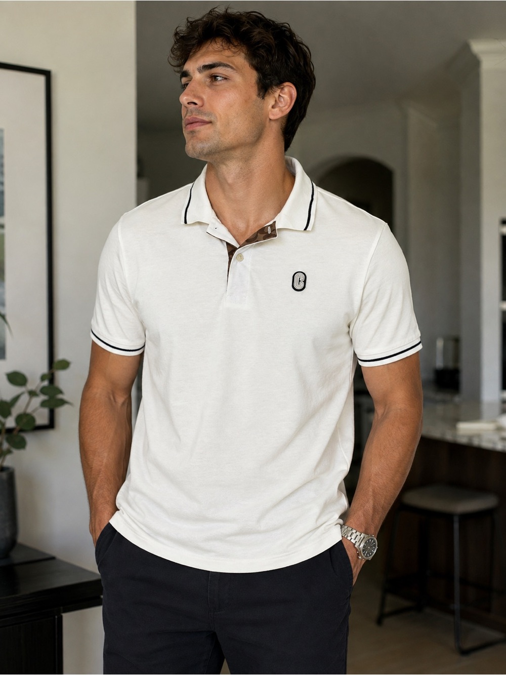 Men Coach polo features signature C size XL